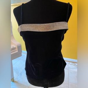 Black velvet rhinestone top